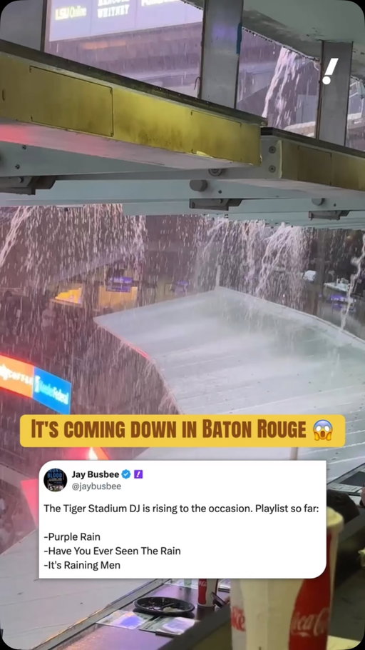 The Clemson-LSU game at Tiger Stadium has been delayed due to rain and lightning 🌧️