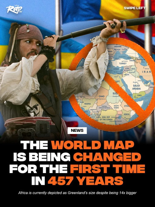 Follow @rap for more viral news‼️

The UN voted to change the world map‼️🗺️

The United Nations General Assembly voted 164-1 to enact the “Equal Earth Projection” design, which is the first major change made to world maps in 457 years 🤯

The “Equal Earth Projection” will fix the current depiction of Africa, which is the same size as Greenland on maps despite being 14 times bigger in reality. The change was led by African Union member states and the Bahamas 🙏

Retired cartographer Tom Patterson said the new world map will be more accurate. “If you’re using the [current] map as a world map, say, in the classroom, students would just have a completely warped view of the size of countries in the world,” he told NPR.

The US was the only nation that voted against the new changes.

Are y’all rockin with new world maps⁉️