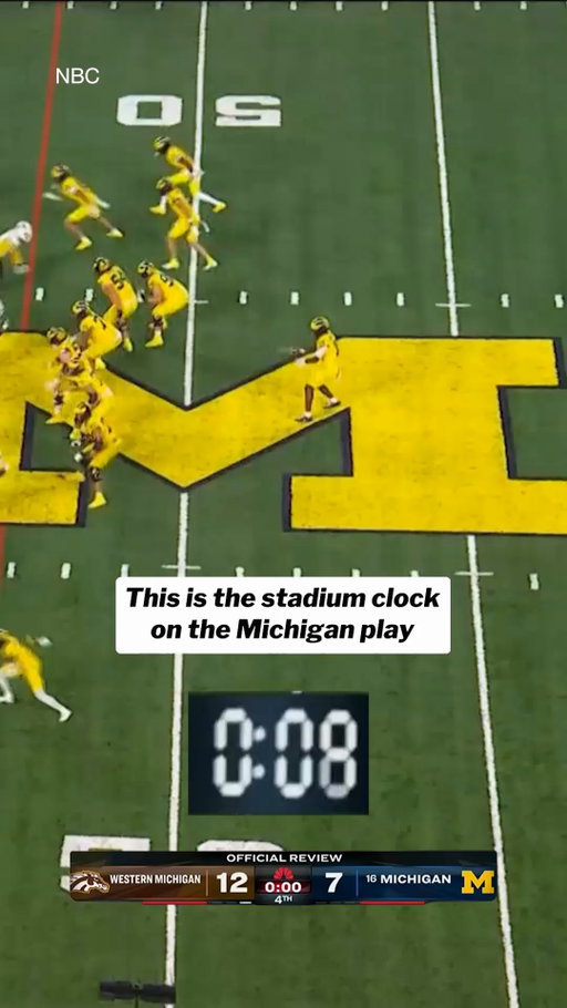 After review, officials put 1 second back on the clock. Michigan scored a game-winning TD on the very next play.

(🎥: NBC)