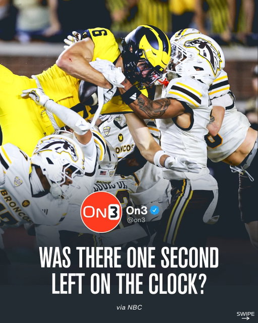 Was there time left?🤔

One second was added after this play, leading to a Michigan Hail Mary walk-off.

(via NBC)