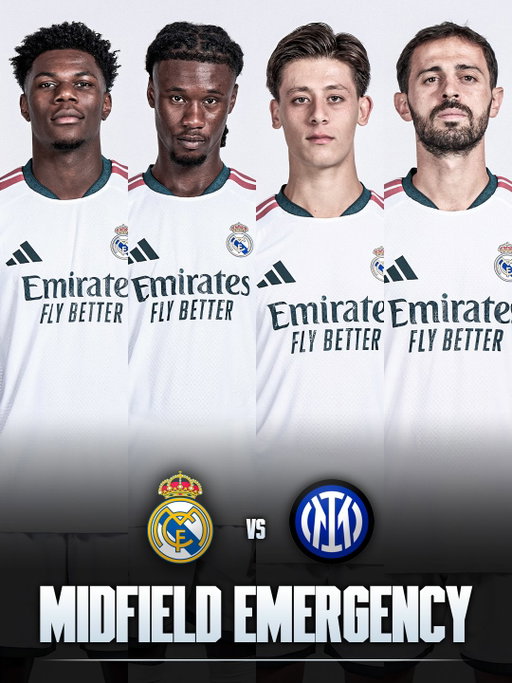 🚨 José Mourinho has only 𝐎𝐍𝐄 𝐧𝐚𝐭𝐮𝐫𝐚𝐥 𝐦𝐢𝐝𝐟𝐢𝐞𝐥𝐝𝐞𝐫 available for Real Madrid’s Champions League game vs Inter: Fede Valverde. ⚪️⚠️

🚫 Bernardo Silva - 𝐒𝐔𝐒𝐏𝐄𝐍𝐃𝐄𝐃 
🚫 Arda Güler - 𝐒𝐔𝐒𝐏𝐄𝐍𝐃𝐄𝐃
🚫 Eduardo Camavinga - 𝐒𝐔𝐒𝐏𝐄𝐍𝐃𝐄𝐃
🚑 Aureliene Tchouaméni - 𝐈𝐍𝐉𝐔𝐑𝐄𝐃

Mourinho could use 𝐓𝐫𝐞𝐧𝐭 𝐢𝐧 𝐦𝐢𝐝𝐟𝐢𝐞𝐥𝐝, in a 4-3-3 with Valverde and Bellingham, reports Diario AS. ‼️