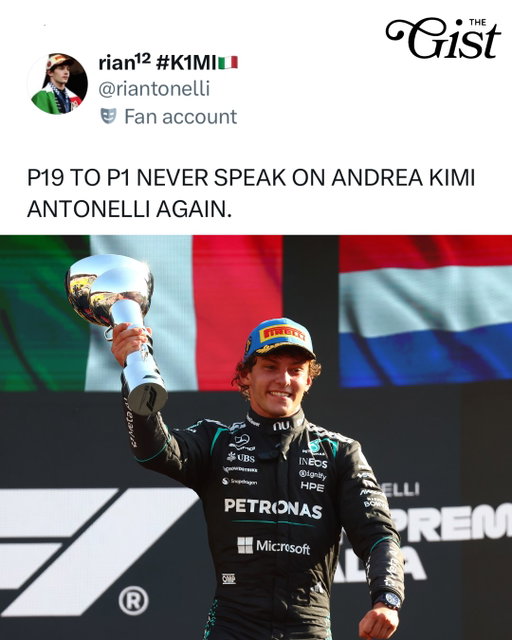 KING KIMI DOES IT. 👑🇮🇹⁣
⁣
Starting 19th on the grid, Kimi Antonelli battled back to win the Italian Grand Prix, becoming the first Italian to win his home race since 1966. 🏎️⁣
⁣
His seventh career win saw Antonelli battle it out with teammate George Russell, with the two going back and forth and exchanging P1 throughout the race. But with a push in the final three laps, Antonelli overtook Russell to snag the win. 🏆⁣
⁣
On his home track, Kimi Antonelli became the first Italian to win at Monza since 1966… just the 50th time in F1 history that an Italian has won the Italian GP. 🇮🇹⁣
⁣
It was a 1-2 finish for Mercedes, with Russell taking P2 and Max Verstappen rounding out the podium in P3. 🏆⁣
⁣
One of the more disheartening moments of the race was when Charles Leclerc spun out of the race on Lap 3. 😬⁣
⁣
#menssports #f1 #f1tok #racing ⁣