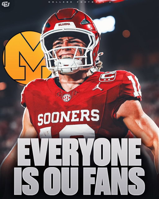 WILD: The entire country is rooting for OKLAHOMA to beat Michigan this week 💀

After Michigan’s controversial win last night vs Western Michigan, the country has united in rooting for the Sooners to beat Bryce Underwood & Michigan in Ann Arbor. 

Hard to imagine this game being close given what we witnessed last night from the wolverines.

OU defeated Michigan last season is a 5.5 point favorite heading into the game this week.

Thoughts? ⬇️
