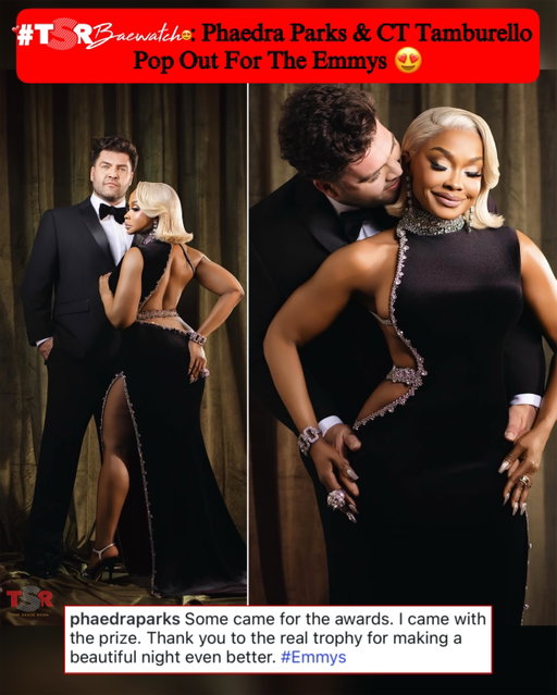 #TSRBaeWatch: #PhaedraParks and her former “Traitors” co-star #CTTamburello turned heads at the Creative Arts Emmy Awards as they made their carpet debut together. 
____________________________________
As previously reported, Phaedra confirmed they are dating but didn’t share how long they’ve been together. The two starred on season two of “Traitors,” which was filmed in late 2023 and aired in 2024. (SWIPE)—(📸: @iamseancason) ✍🏾: #TSRStaffJW
