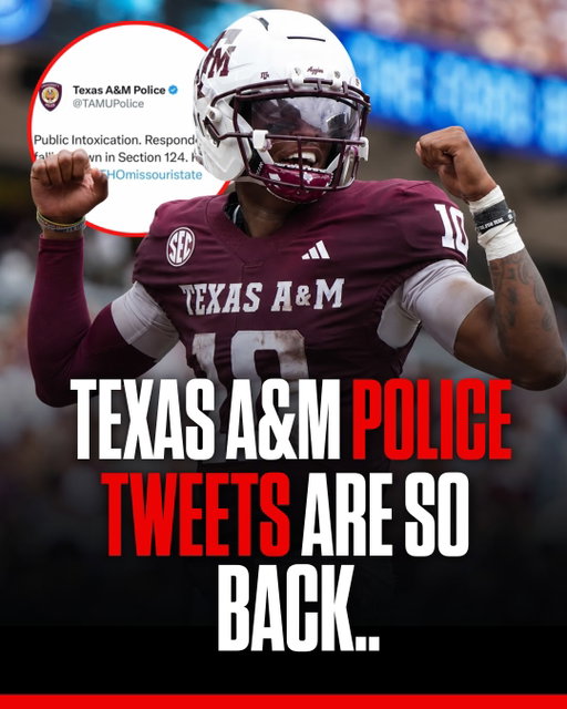 Going to a game at Kyle field must be absolutely insane 😭😭

Texas A&M football is officially back, which means the Texas A&M Police account is back doing one of the funniest traditions in college football: tweeting about people getting themselves in trouble at Kyle Field. During the season opener, they were already posting incidents throughout the night, from public intoxication to people getting ejected. 

The funniest part is how straightforward the posts are. One person reportedly made fun of police while holding a drink that wasn’t even sold inside the stadium and got ejected, while another intoxicated fan literally told officers to take him to jail and ended up getting arrested. You genuinely couldn’t write some of these stories. 

At this point, checking the Texas A&M Police account during an Aggies home game is almost like following a second game happening in the stands. This has been a thing for multiple seasons, and every year fans somehow provide them with new material. College football Saturdays in College Station are truly different. 

Follow US (@jukedly) to stay locked in if you love sports! 🔥

Via (@thecollegefootballu)