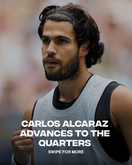 Carlos Alcaraz cruises to the quarterfinals 🔥🙌

(2) Carlos Alcaraz defeats (20) Tommy Paul in straights sets and extends his Grand Slam winning streak to 18 matches 😤

(📸: Getty)