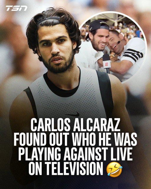 Carlos Alcaraz didn’t realize who he was set to play in the next round of the #USOpen and found out live on television 🤣