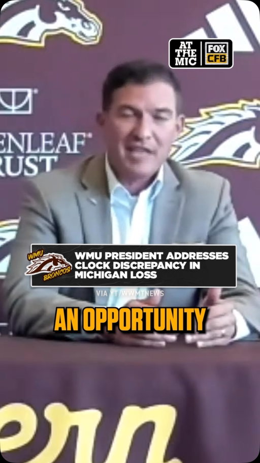 Western Michigan President Russ Kavalhuna addresses the clock controversy surrounding the Broncos’ last-second loss to Michigan. 

(via @newschannel_3)