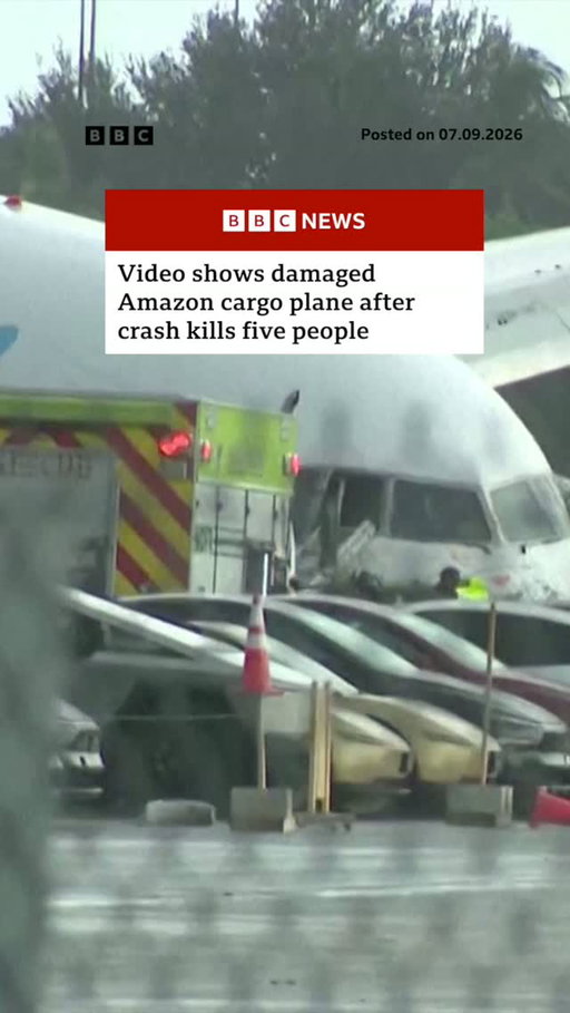 An Amazon Air cargo plane overshot the runway while attempting to land at Miami International Airport, killing five people and seriously injuring five more.
 
Amazon said that it is "working closely with local authorities and officials to understand exactly what happened".
 
Tap the link in @BBCNews's bio to read more about the story.
 
#BBCNews