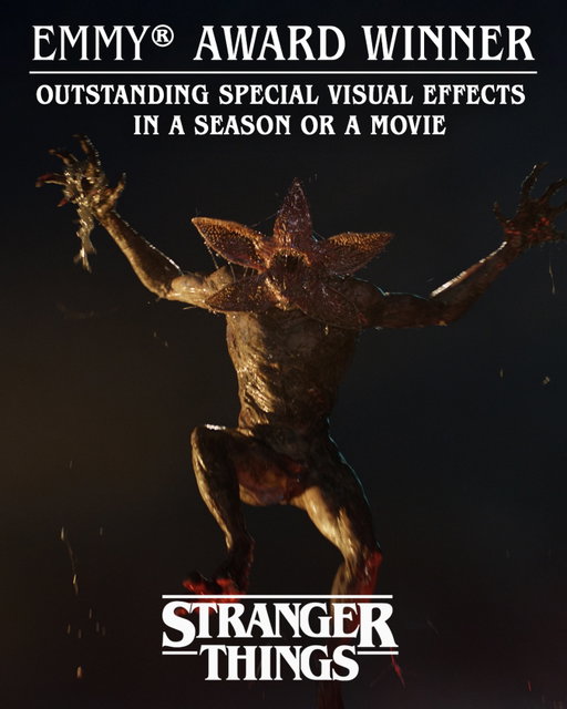 Congratulations to the entire Stranger Things team including ILM Visual Effects Supervisor Bill Georgiou for their #Emmy® Award Win for Outstanding Special Visual Effects in a Season or a Movie!