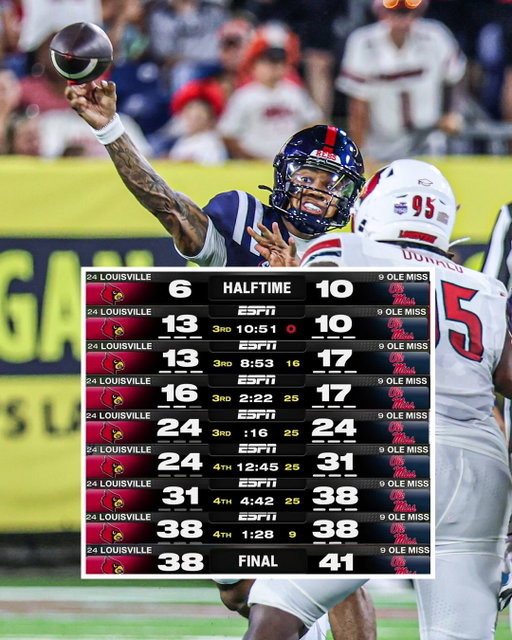 TALE OF TWO HALVES 🤯

OLE MISS SURVIVES A THRILLER VS. LOUISVILLE WITH A GAME-WINNING FIELD GOAL‼️