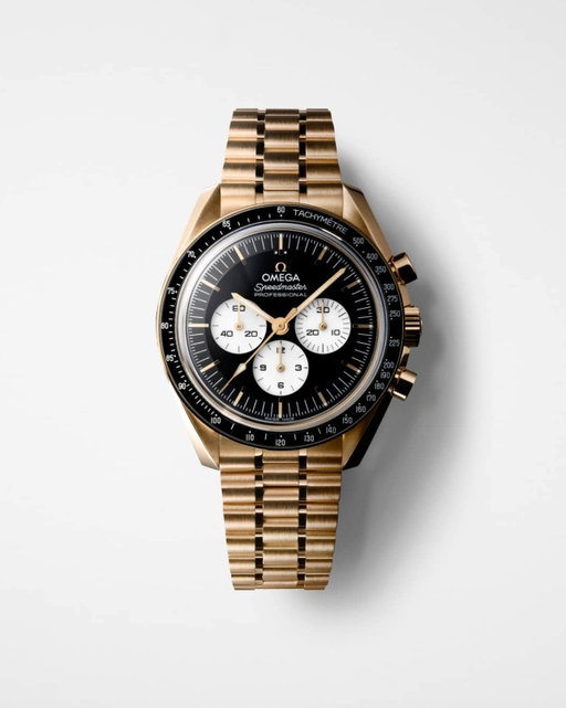 An icon, in gold.⁠
⁠
The legendary OMEGA Speedmaster Moonwatch makes a radiant statement in 18K Moonshine™ Gold, OMEGA’s distinctive yellow gold alloy designed to retain its brilliance through time.⁠
⁠
A signature black step dial is contrasted by white varnished subdials, while the brushed and polished five-link bracelet echoes the design of Speedmasters past.⁠
⁠
A bold expression of a chronograph whose legacy has endured for generations.⁠
⁠
This exceptional OMEGA Gold Speedmaster Moonwatch just arrived at Touch of Gold. ⁠
⁠
Visit us in-store to discover it in person, experience it on the wrist, and appreciate every detail up close.⁠
⁠
Speedmaster, iconic since 1957.⁠
⁠
⁠
⁠
⁠
OMEGA Speedmaster Moonwatch Speedy Gold Watches Swiss Watch ⁠