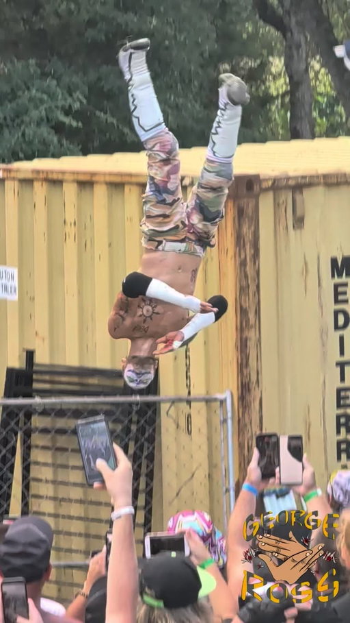 @sicko_da_clown draws on the support of his fellow juggaloes and other fans in attendance and chugs an ice cold @coorslight before flying off the top of a shipping container with a Spiral Tap onto @thejimmylloyd during the Chris Cash Memorial Ladder match at @combatzone TOD XXIII!

#deathmatchwrestling #whoopwhoop #spiraltap #chriscash #todxxiii