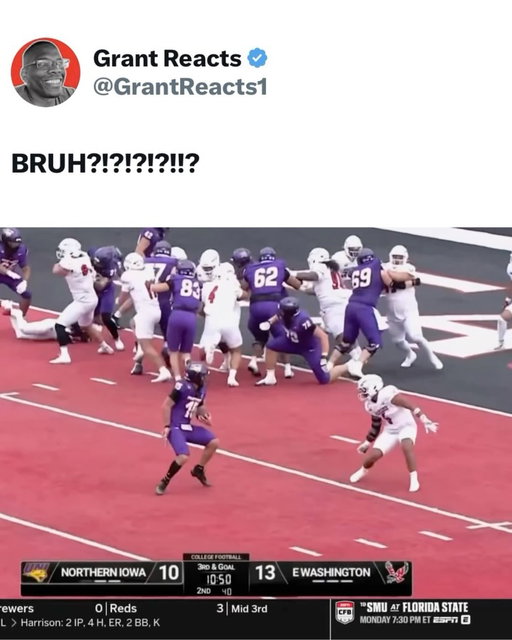 This poor guy blew out his knee getting juked 😭🙏

In Northern Iowa’s 34-24 loss to Eastern Washington on September 5, quarterback Jaxon Dailey completed 20 passes for 287 yards, with 0 passing touchdowns and 1 interception.

He also scored three rushing touchdowns, finding the end zone on runs of 4 yards, 1 yard and 9 yards. Dailey accounted for all three of UNI’s touchdowns in the season opener.

(@espn)