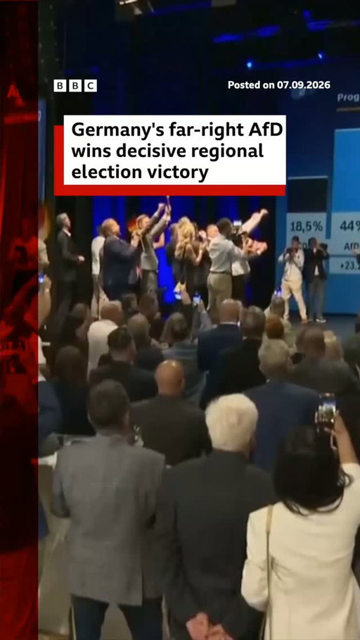 The far-right Alternative for Germany (AfD) is "very, very close" to taking power in the eastern state of Saxony-Anhalt, its deputy parliamentary leader has told the BBC, after a historic victory in elections there.
 
Sunday's preliminary results show it fell three seats short of an outright majority, with 43.8% of the vote. It is now seeking support from other parties or individuals in order to govern.
 
Tap the link in @BBCNews's bio for more on this story.
 
#BBCNews