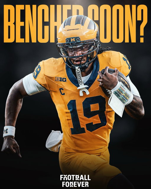 DEVELOPING: Michigan HC Kyle Whittingham indicated that QB Bryce Underwood could be benched soon if he doesn't show drastic improvement in the coming weeks. 

“He's our QB right now. It's not something that's infinite. At some point, we've got to turn a corner and we've got to see improvement," Whittingham said today. 

Underwood, 19, went 12/22 for 170 yards with 1 TD and 1 INT in Saturday's season opener vs. Western Michigan. He also rushed for 47 yards on nine carries (5.2 YPC) and 1 TD, while losing 1 fumble. 

#16 Michigan hosts #10 Oklahoma this Saturday. 

Freshman QB Tommy Carr is currently Underwood's backup. 

(🎥: NBC)