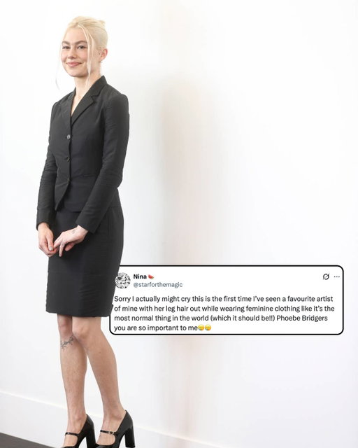 In case you didn’t know, musician Phoebe Bridgers makes her acting debut in the upcoming A24 movie Primetime, which stars Robert Pattinson as Chris Hansen, the host of To Catch a Predator. The movie premiered at the Venice Film Festival this past weekend to huge critical acclaim, and Phoebe’s Venice fashion has also been a huge hit with critics and fans alike. 

And social media users were quick to notice a small but significant detail in Phoebe’s look when she arrived at Primetime’s photocall in a tailored black Gucci skirt suit. The 32-year-old star looked absolutely sensational in the outfit, and it was soon pointed out that her bare legs were visibly unshaven.

While it would be nice to believe that, in 2026, a woman showing off her unshaved legs isn’t noteworthy, the reality is that this kind of representation is still incredibly rare — particularly when it comes from a celebrity…and people at home couldn’t have been more obsessed with it. More reactions at the link in bio 👆