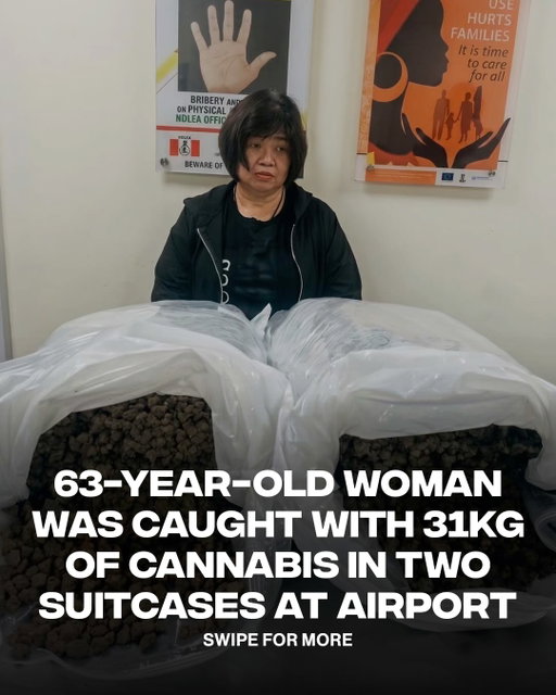 Officials say the 63-year-old arrived in Lagos with 31 kilograms of weed packed in her luggage.

She was arrested at Murtala Muhammed International Airport in Lagos, Nigeria, after officials allegedly found 31 kilograms of cannabis hidden in two suitcases. Nigeria’s NDLEA said she was taken into custody and the case is under investigation.

[📸: National Drug Law Enforcement Agency ]