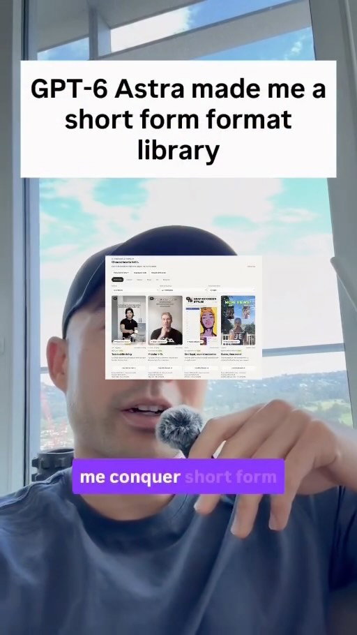 Format research is now solved.

GPT-6 Astra helped create this short form format library that updates once a week. You can even yap your content ideas and it’ll organize them for you.

If you want the skill, just comment ‘FORMAT’