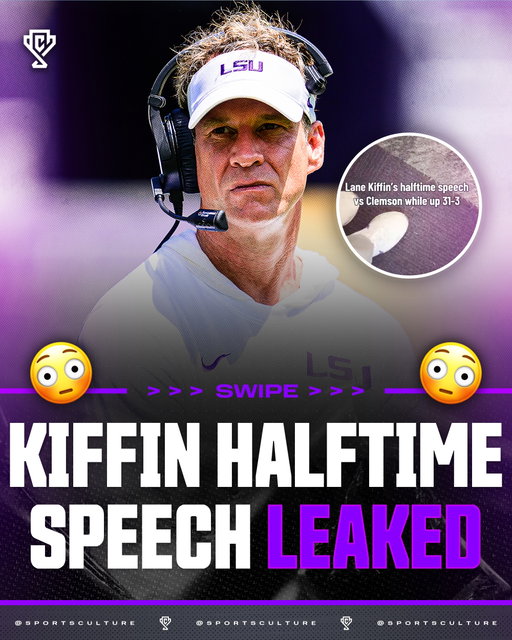 Lane Kiffin was leading Clemson 31–3 at halftime and still delivered a speech like LSU was entering a war 😭

Leaked audio captured Kiffin reminding his players that the entire country was rooting against them before sending them back onto the field with one brutally direct message.

LSU responded by finishing a 51–10 demolition in Kiffin’s debut, piling up 644 total yards while holding Clemson to only 145. Sam Leavitt added 343 total yards and three touchdowns.

The Tigers were already dominating. Kiffin made sure they came out angrier 😤

Follow US @sportsculture for all things sports

Via Meyet21 X