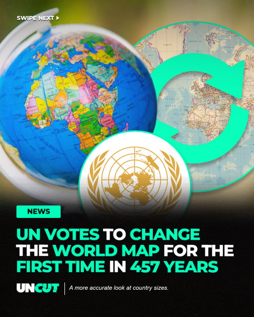 The UN General Assembly voted 164-1 to back the Equal Earth map projection, which shows continents closer to their true sizes 🌍⁠
⁠
The change fixes distortions in the Mercator projection, where Greenland appears roughly the size of Africa despite Africa being about 14 times larger. The U.S. was the only country to vote against it 🗺️⁠
⁠
What do y’all think⁉️👀