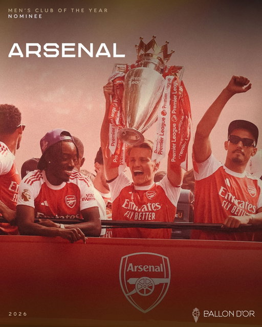 A year to be proud of ❤️⁣
⁣
The Arsenal have been nominated for the Men's Club of the Year award at the 2026 Ballon d’Or.