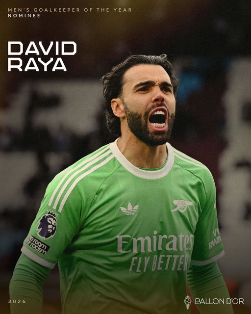 So often the hero 🧤⁣
⁣
David Raya has been nominated for the 2026 Ballon d'Or Men's Goalkeeper of the Year award.