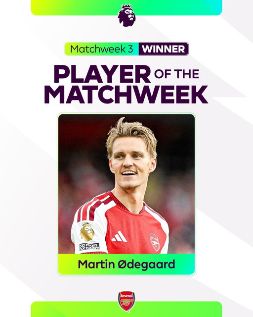 Pure midfield magic 🪄 

@arsenal Captain Martin Odegaard is your Player of the Matchweek for his unstoppable performance v Chelsea ⚽️