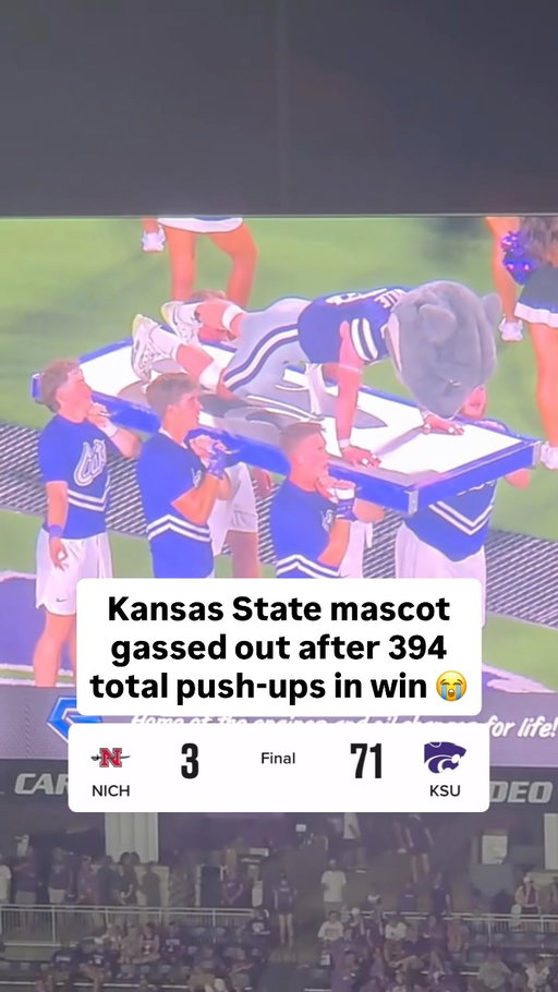 Willie Wildcat was struggling at the end 🤣

(via WyattWheeler_/X)

#collegefootball #cfb #football #kansasstate