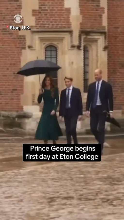 Prince George arrived for his first day at Eton College on Tuesday, accompanied by his parents, Prince William and Princess Catherine.

The 13-year-old future king is following in the footsteps of his father and uncle Prince Harry, who both attended the prestigious boarding school near Windsor Castle, founded in 1440.