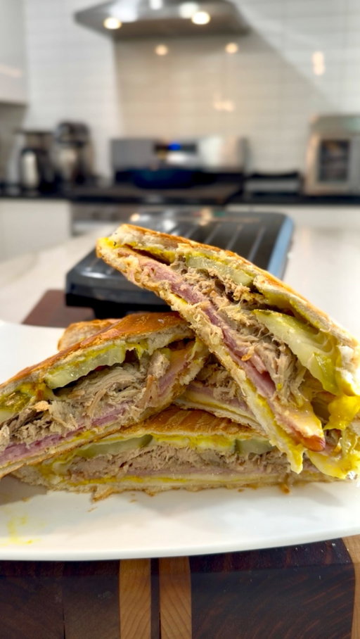 #ad  Dinner for two called for real Cuban bread.

I loaded these with roast pork, ham, Swiss cheese, pickles, and mustard, then pressed both at the same time on the @georgeforemanco Thin Grill 2-Serving.

Crisp bread, melted cheese, and no standing over the stove flipping sandwiches.

Available at Walmart. 

#GeorgeForemanPartner