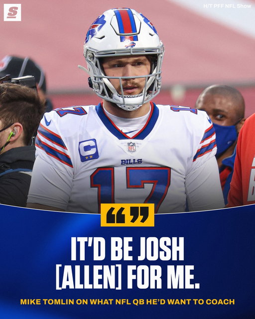 Mike Tomlin says if he could come back and coach any current NFL QB, he’d want to coach Josh Allen. 🤝
[h/t @profootballfocus]