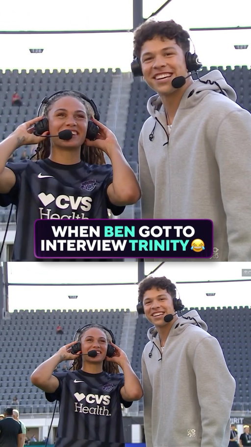 Last year at the @usopen, @trinity_rodman crashed @benshelton’s press conference, then the roles were reversed when Ben interviewed her after her game 😂👀