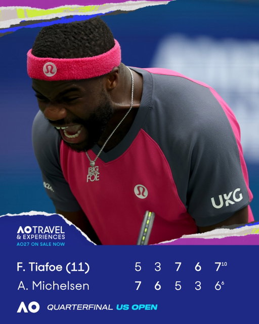 𝗕𝗜𝗚 𝗙𝗢𝗘 🥶

Two sets down, a break down in the decider, Tiafoe holds his nerve to enter his third US Open semifinal 👏
