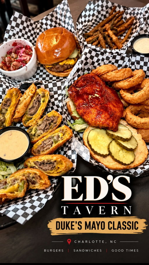 Charlotte is officially Duke’s Country 💛🏈

I stopped by Ed’s Tavern to check out their Duke’s Mayo Classic takeover, and this is exactly the kind of game-day food I’m here for. 🙌

Good food, cold drinks, Duke’s Mayo-inspired menu items, and plenty of Duke’s Country spirit throughout the restaurant. 😋

🏈 The Duke’s Mayo Classic is happening September 19 at Bank of America Stadium, with the University of Virginia taking on West Virginia University!

And while you’re at Ed’s, don’t forget to scan the QR code on the tabletops for a chance to WIN tickets to the game! 👀🎟️

Whether you’re heading to the Classic or just looking for your next Charlotte spot, add Ed’s Tavern to your list.

📍 Ed’s Tavern | 2200 Park Rd. Charlotte, NC

@edstavernnc @dukes_mayonnaise @dukesmayobowl

#Saraheatsclt #DukesMayoClassic #DukesCountry #EdsTavern #CharlotteEats CLTFood CharlotteFoodie CLTEats