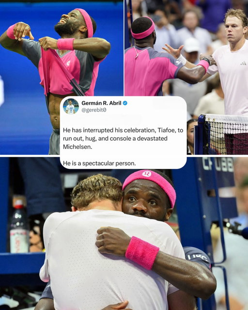 Frances Tiafoe immediately stopped celebrating an unreal comeback victory to comfort fellow American Alex Michelsen after their 4 hr 38 min duel at the US Open 🥹❤️

This is what it’s all about 👏

(via Primetime at the US Open, h/t gerebit0/X)