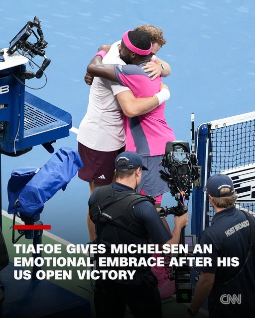 Frances Tiafoe knew Alex Michelsen needed a shoulder to cry on.

So after handing his fellow American a crushing defeat in the US Open quarterfinals, Tiafoe held Michelsen in a long embrace while the 22-year-old sobbed into his shoulder.

"But he's a hell of a player, man," Tiafoe said. "I mean, he easily could have won today so shout out to Alex Michelsen." Tiafoe said he had developed a friendship with Michelsen.

This was the third pro match between the two, with Tiafoe winning both previous encounters. Michelsen said after his fourth-round victory that he had improved and would try to change things.

Tiafoe is 28, one of the leaders of American men's tennis and a fan favorite at the U.S. Open, where he has reached his third semifinal.

Read more at the link in @cnn's bio.

📸: Jeff Dean/USTA/Getty Images
