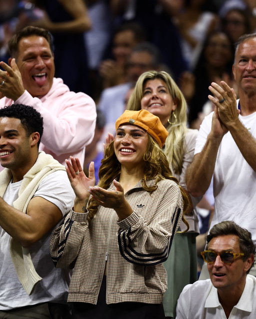Trinity Rodman pulled back up to the US Open to support Ben Shelton 🥹🤩

(📸: Getty)