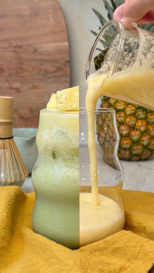 Your matcha order just got a Honeyglow® upgrade. 🍍🍵 ⁠
⁠
Piña Colada Matcha⁠
👉 1 cup Fresh Del Monte Honeyglow® pineapple, chunked⁠
👉 ½ cup coconut milk, well shaken⁠
👉 1-2 tsp matcha powder⁠
👉 2 oz warm water⁠
👉 Ice⁠
👉 Pineapple wedge or leaf, for garnish⁠
⁠
#freshdelmonte #fruit #freshfruit #matchalover #drinkrecipe