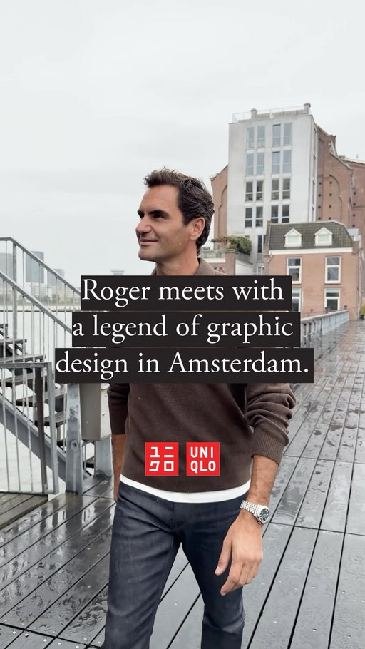 @rogerfederer meets with legendary graphic designer Karel Martens at his studio @martens__martens to see the court design for today’s event: Around the World with Roger Federer: Open Court Amsterdam.