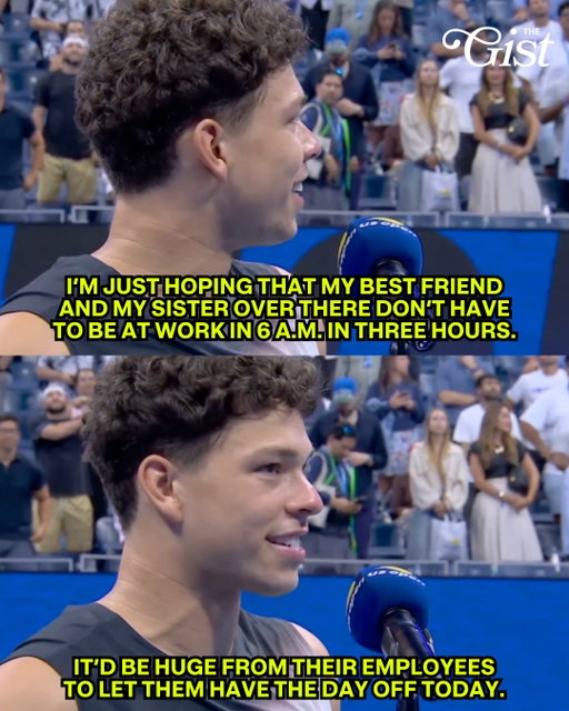 And what about us?! 😩🤣⁣
⁣
No. 8 Ben Shelton, the top-ranked American pulled off the unthinkable, ousting defending champ No. 2 Carlos Alcaraz in five extra-late sets last night, with the match ending at 3:33 a.m. 😳⁣
⁣
The match, which started after 11 p.m in Arthur Ashe Stadium, lasted four hours and 29 minutes. 😮‍💨⁣
⁣
Earlier in the day, No. 12 Frances Tiafoe defeated qualifier Alex Michelsen in an all American, five-set, emotional nailbiter, earning Big Foe his third career US Open semis appearance. This guarantees U.S. representation in this year's men's singles final. 👀⁣
⁣
#menssports #tennis #usopen