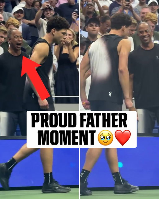 The look on Ben Shelton’s dad’s face after watching his son defeat Carlos Alcaraz to advance to the US Open semifinals 🙌