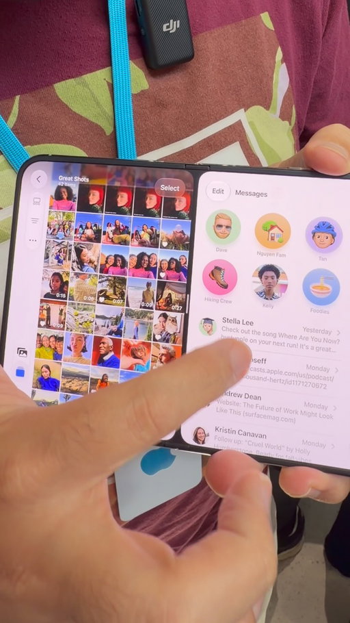 My first hands-on with the new @apple iPhone Duo! That nanotexture display is incredible, and the software brings iOS 27 together on the foldable. So good. #apple #appleevent #iphoneduo