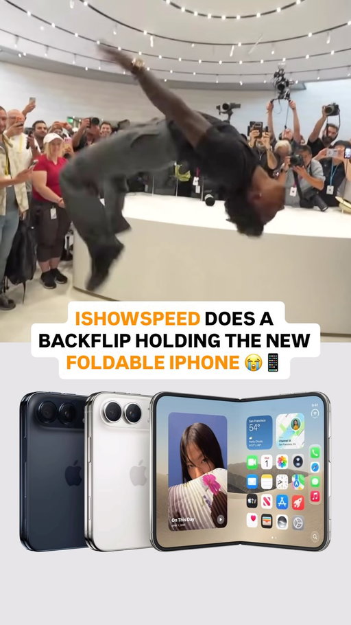 IShowSpeed just met new Apple CEO John Ternus at the Apple Keynote event‼️🍎

Apple unveiled the first foldable iPhone, the iPhone Duo, and Speed became the first person EVER to do a backflip holding it 😭🔥

Y’all coppin’ this when it drops⁉️📱