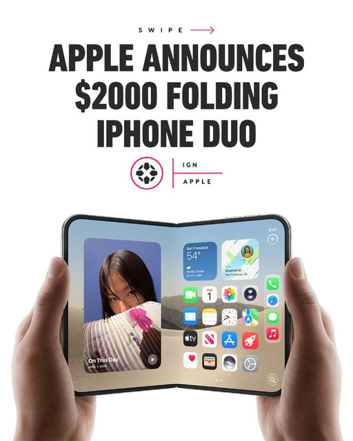After years of it being rumored, Apple has finally revealed a foldable iPhone, the iPhone Duo, at the company's "Surprise and Shine" September event. Link in bio for more.