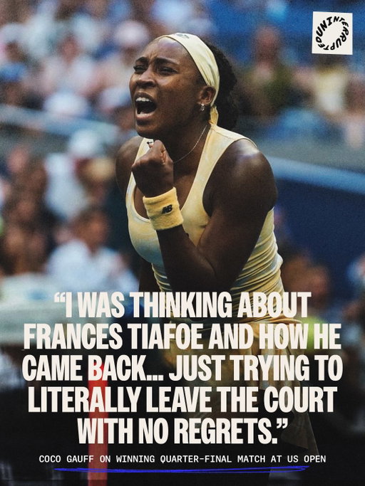 Huge win for @cocogauff as she channels her inner @bigfoe1998 and moves on to the US Open semifinal 🔥