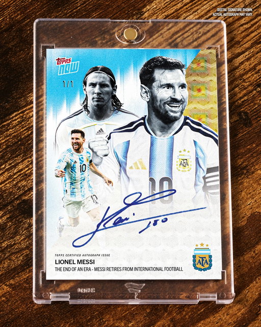 NEW RECORD: Lionel Messi’s Argentina Farewell trading card is already the highest selling Topps NOW football trading card of all time, and there’s still ONE DAY LEFT to purchase yours.

Messi will soon sign a 1-of-1 autographed variation of this historic card. One collector who purchases the base edition will receive a redemption ticket for the 1-of-1 autograph with their order… Link in story & bio!