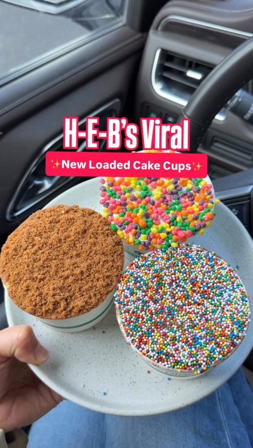 #Ad Another reason to make a trip to @heb… the viral loaded cake cups have ARRIVED! 🍰✨

As an H-E-B ambassador, I’m so excited to share these NEW loaded cake cups, now available in the H-E-B Bakery! They come in so many fun flavor combinations, and obviously we had to try them all. 👀

We tried all four flavors our store had, and the Chocolate Cake with Sprinkle Dots was my favorite! 🍫🌈 But the Strawberry Cake with Rainbow Nerds was a very close second. 🍓

Which Loaded Cake Cup are you trying first?! 

#dotcake #HEBFinds #HEB #dotcakes