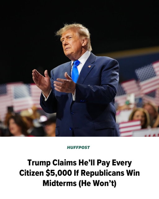 “If the Republicans win, you win with us, and you get $5,000. It will be called the Trump dividend,” Trump said Wednesday night at the Republican Party’s convention ahead of November’s elections.

The White House did not respond to a request for comment on the president’s proposal, essentially a voter bribe that would cost hundreds of billions of dollars, if not more than $1 trillion. Not that Congress would ever approve it. 

Read more at our link in bio.