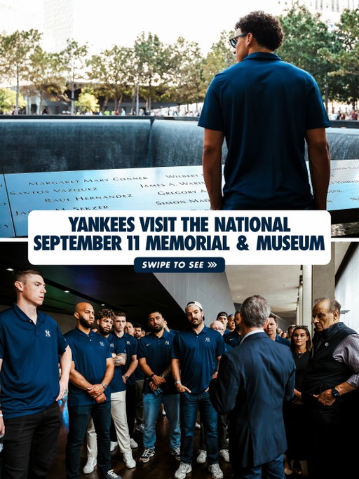 Yesterday, Yankees players, coaches, and staff had the opportunity to visit the National September 11 Memorial & Museum to pay their respects to the nearly 3,000 victims of the September 11, 2001 attacks.

Through guided tours and time spent at the @911memorial exhibits, the team was able to learn about 9/11 and better understand its ongoing legacy.

As we approach the 25th anniversary of 9/11, we shall always remember the victims, the families, the rescue and recovery workers, and the survivors dealing with loss.